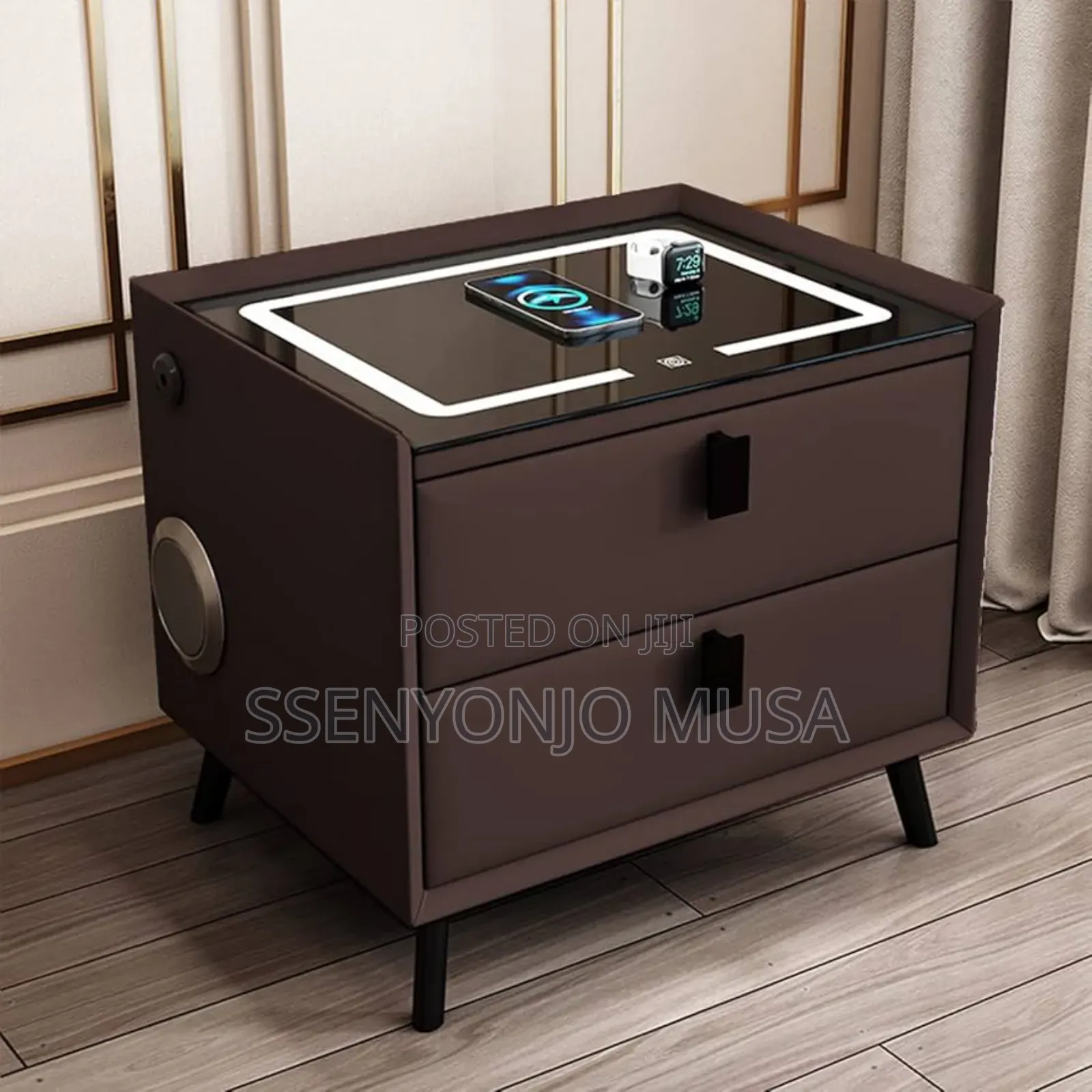 Smart Led Bedside Table With Wireless Charging, Bluetooth Speaker