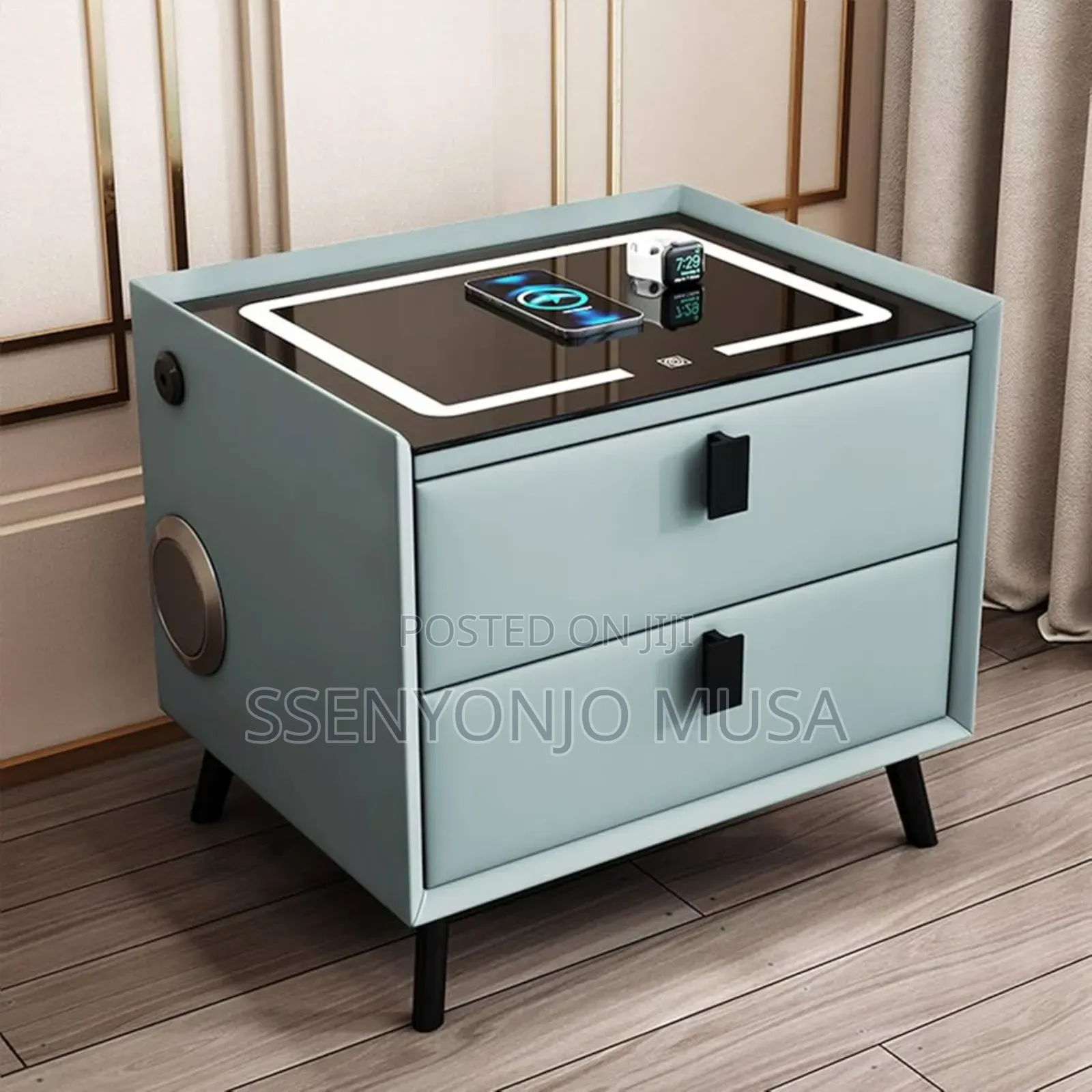Smart Led Bedside Table With Wireless Charging, Bluetooth Speaker