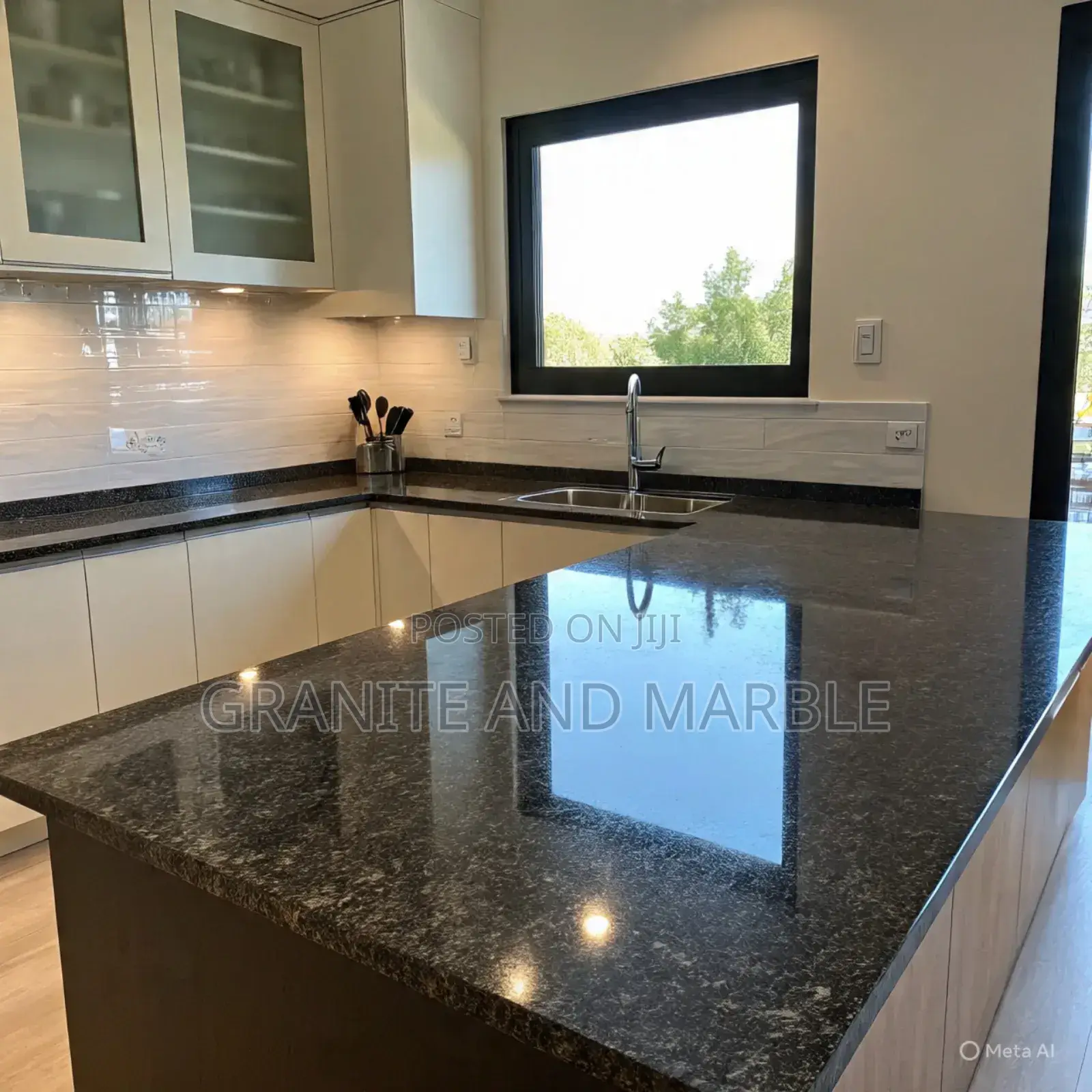 Polished Black Granite for Kitchen Tops