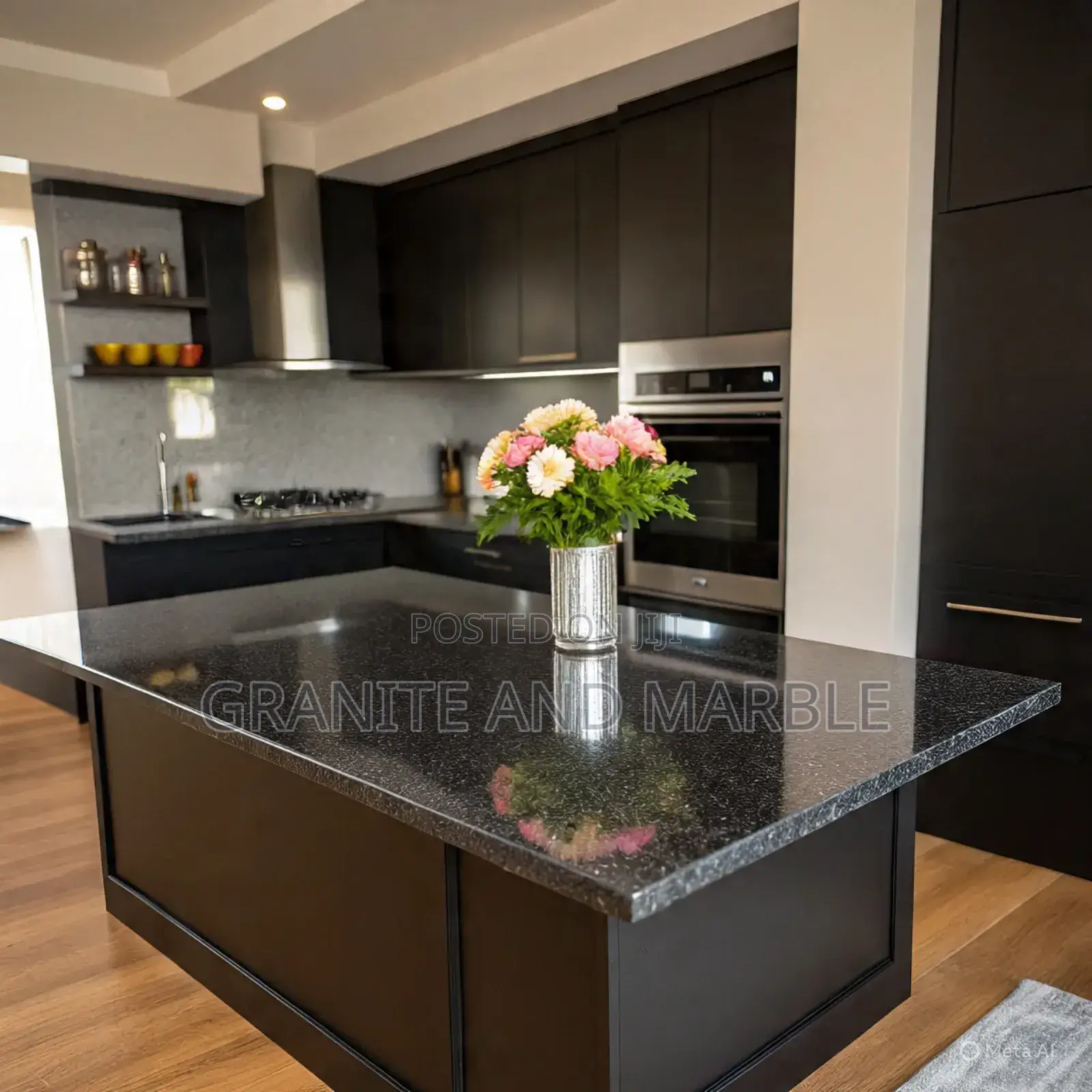 Polished Black Granite for Kitchen Tops