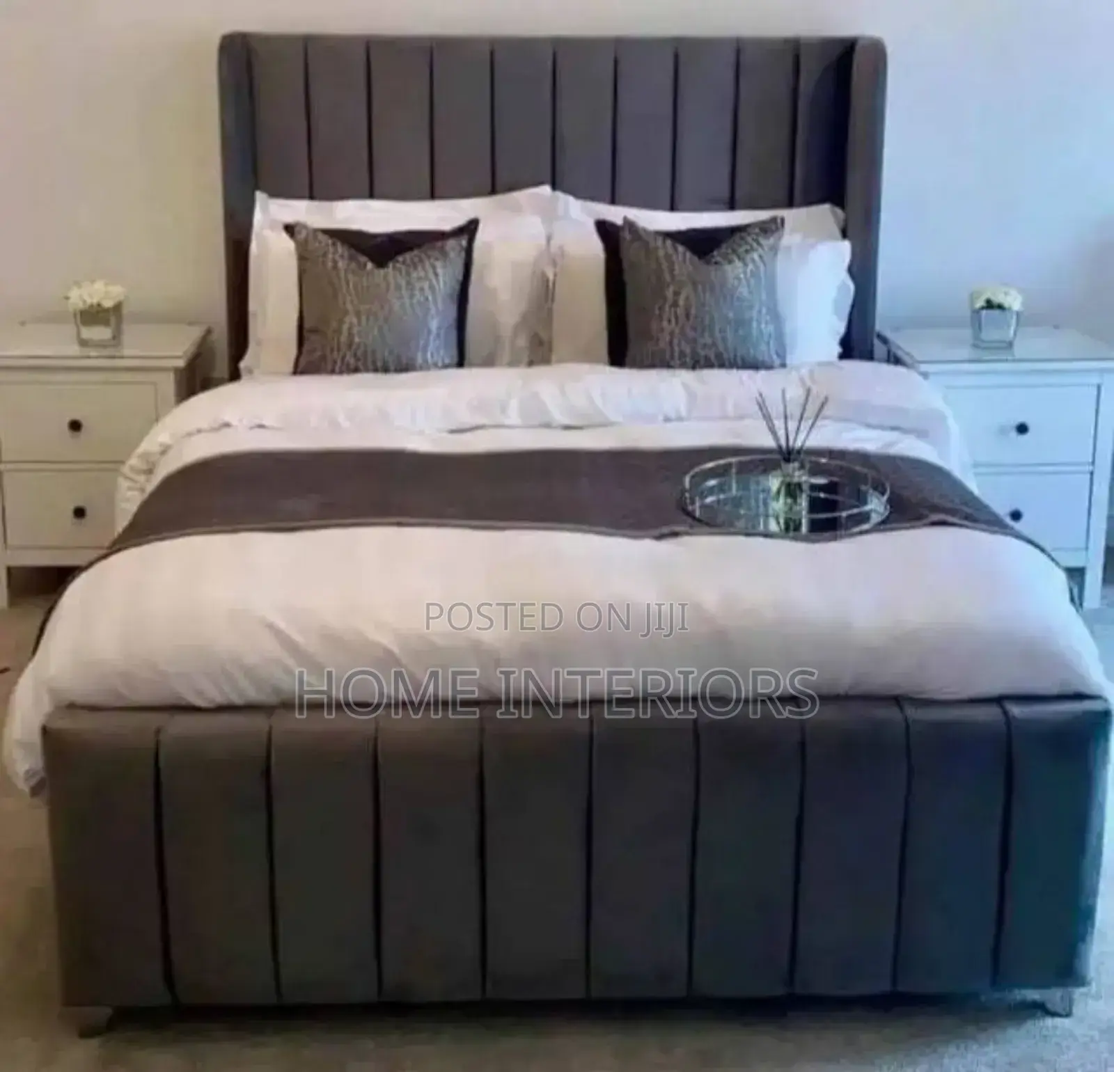 A Gray Colored Bed
