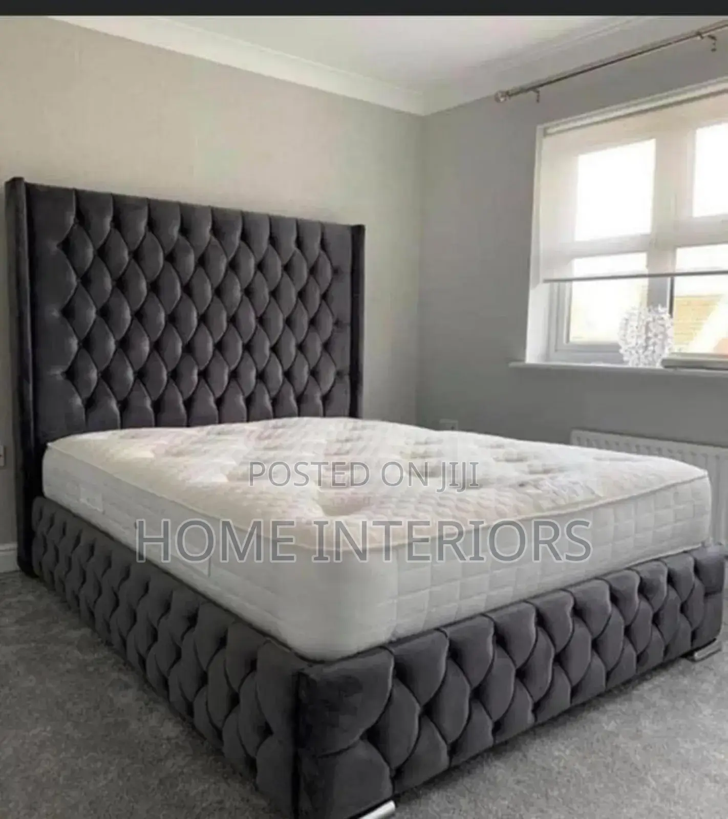 Dark Gray Colored Bed With Modern Design