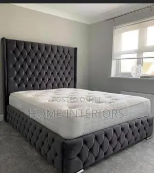 Dark Gray Colored Bed With Modern Design