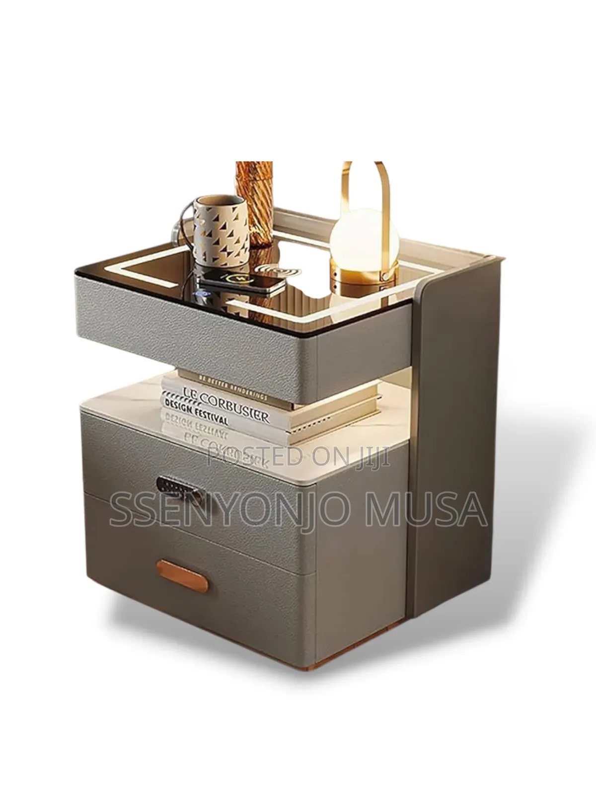 Smart Bedside Table With Safe, Lock, Wireless Charging.