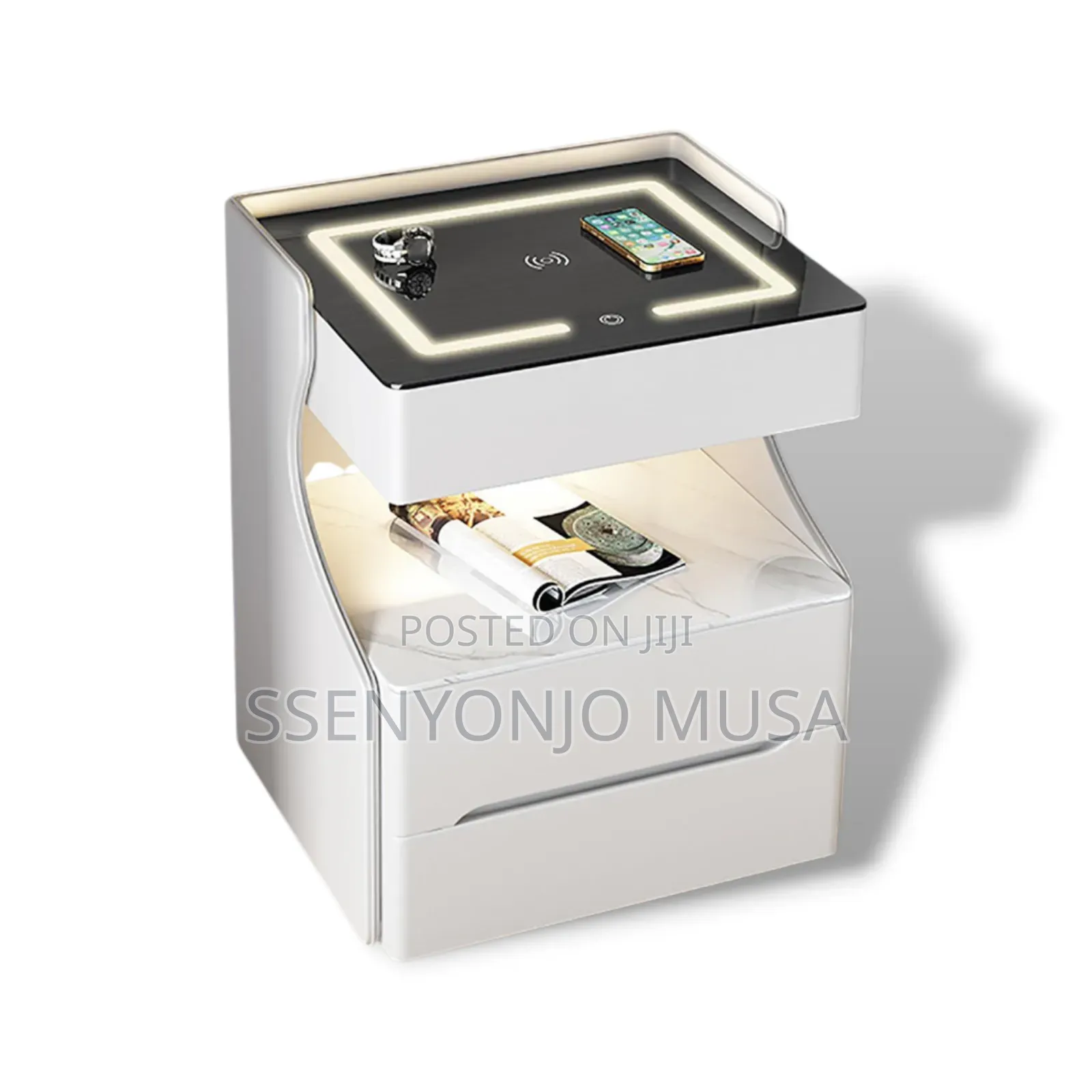 Smart Bedside Table With Safe, Lock, Wireless Charging.