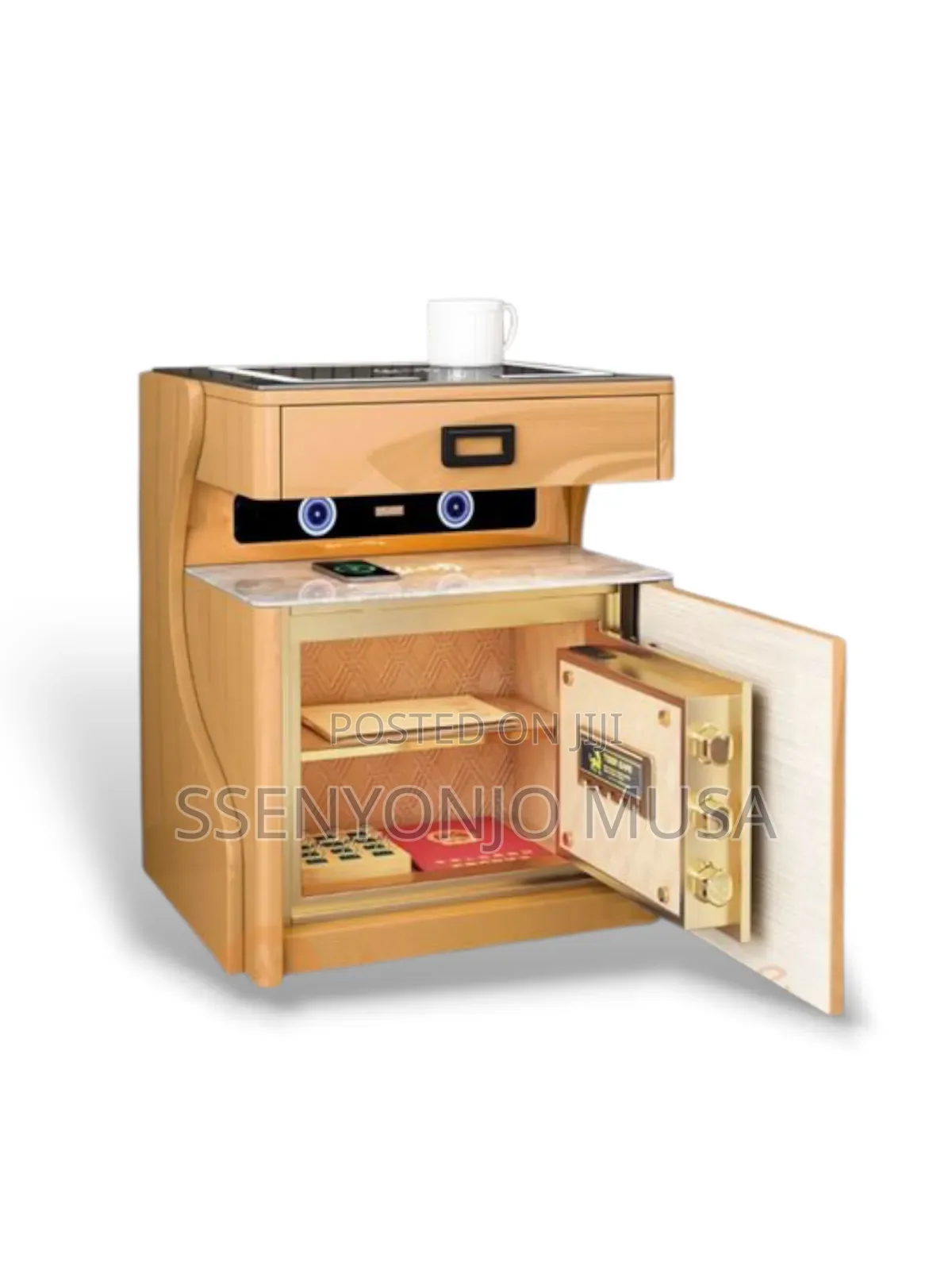 Smart Bedside Table With Safe, Lock, Wireless Charging.