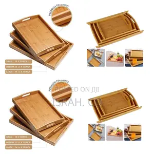 3pcs Wooden Bamboo Tray Set