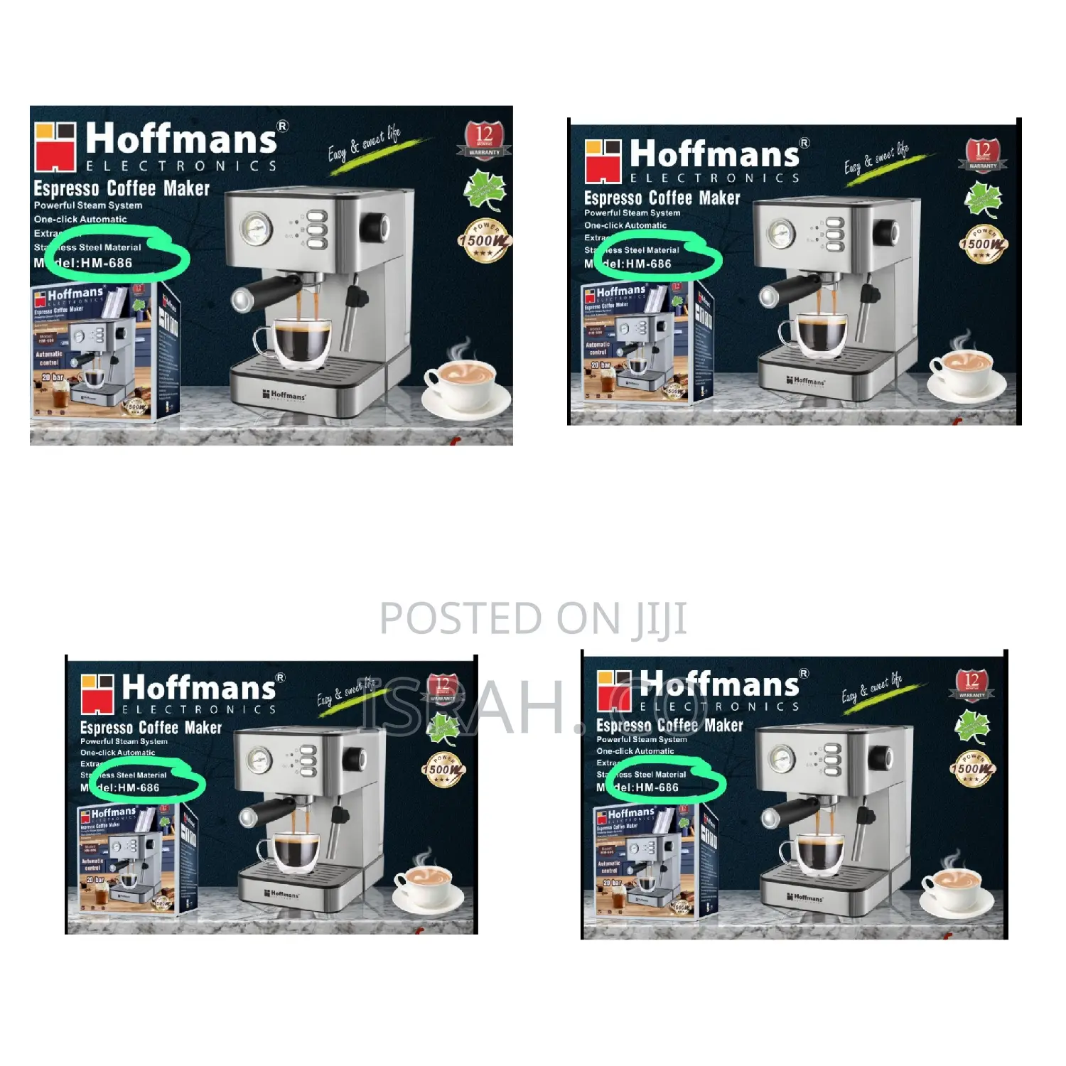 Hoffmans Espresso Coffee Maker Hm-686 - Black