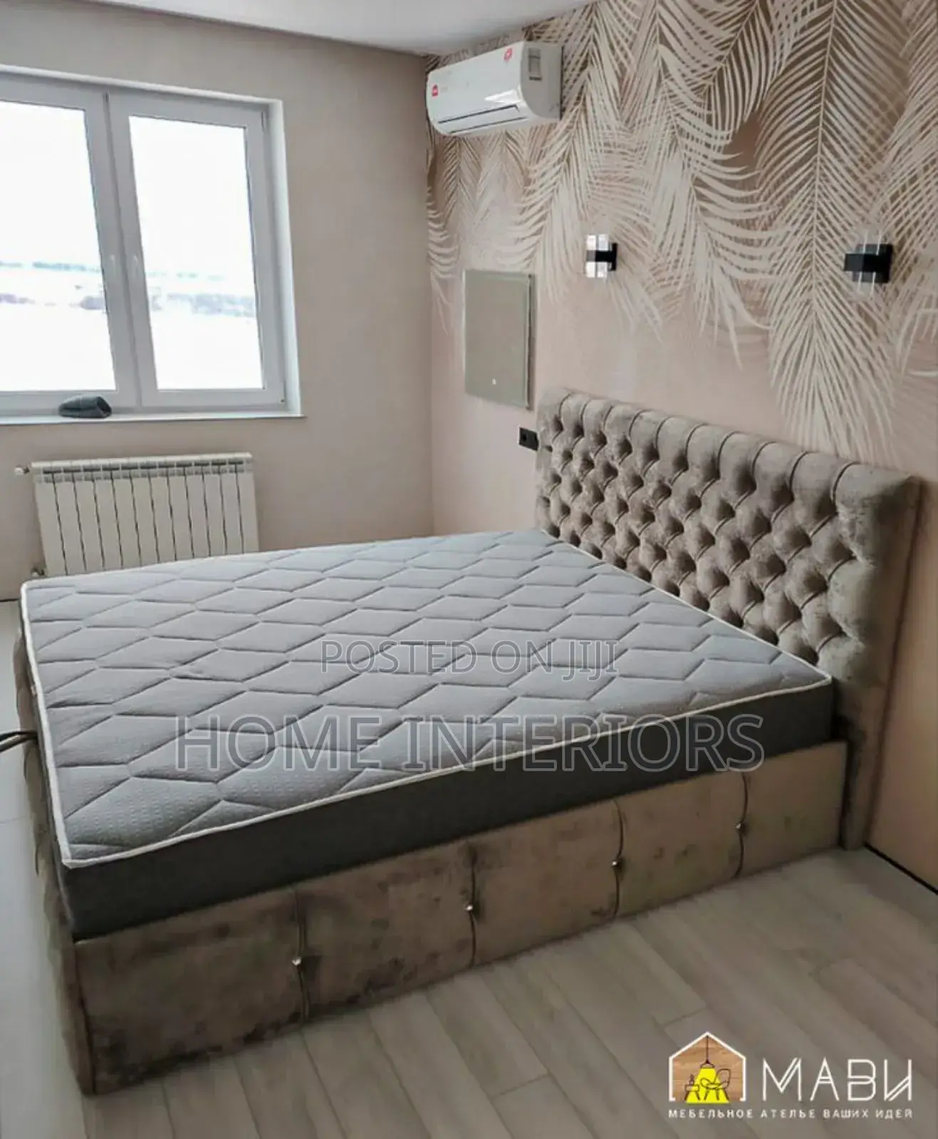 Gray Colored Bed