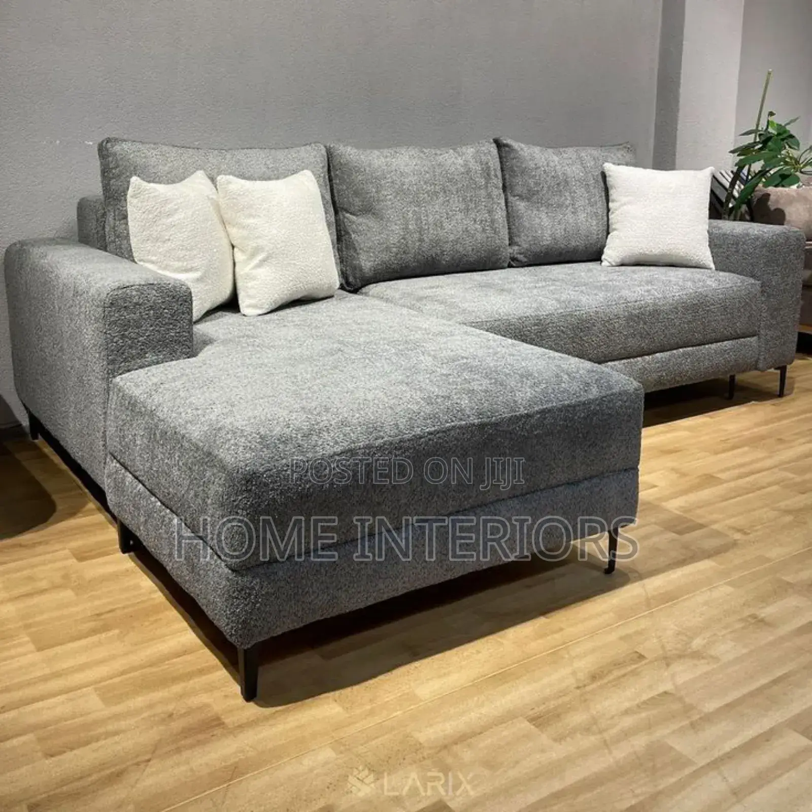 Gray Colored Sofa With Pillows