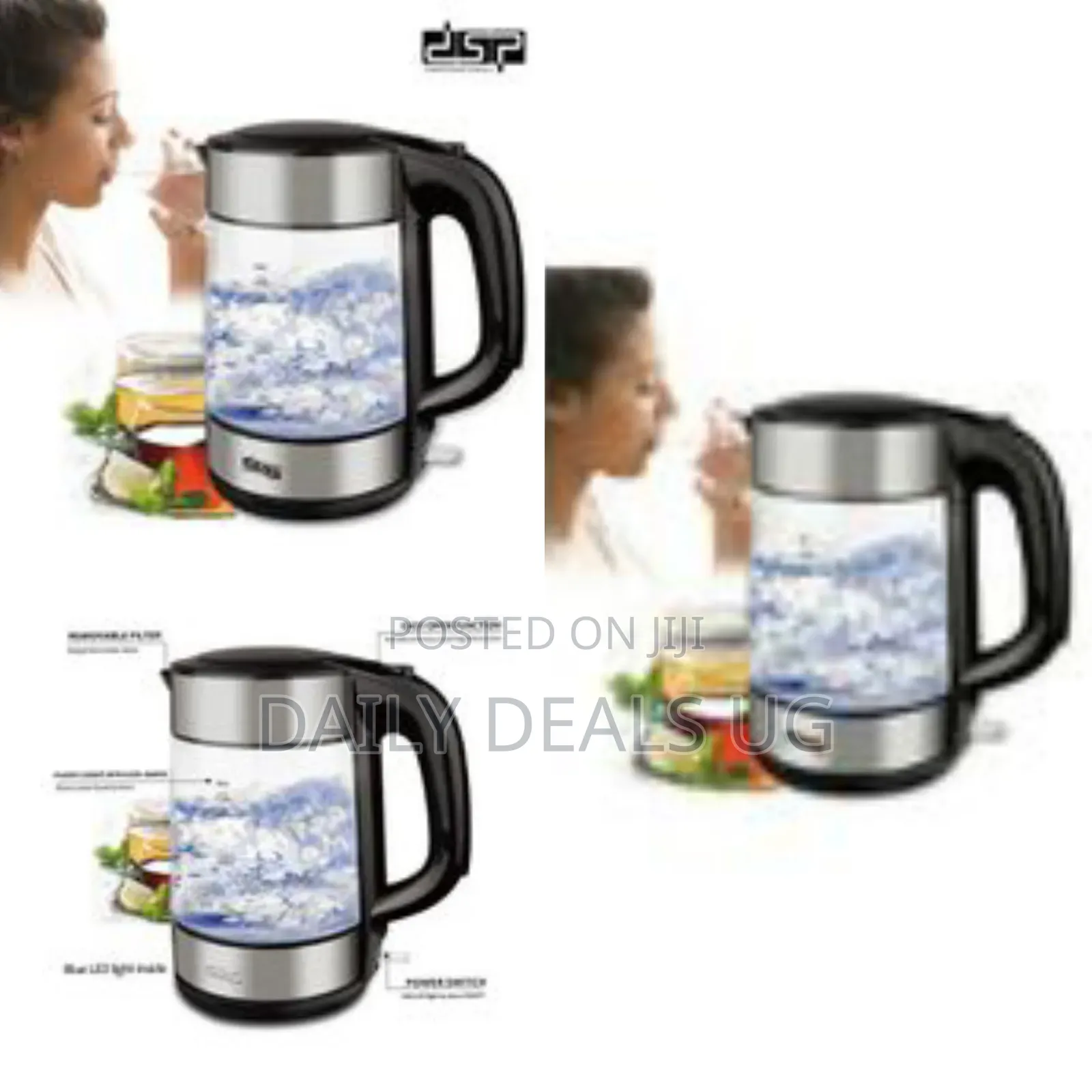 DSP 1.7 Litre Glass Electric Kettle - Silver