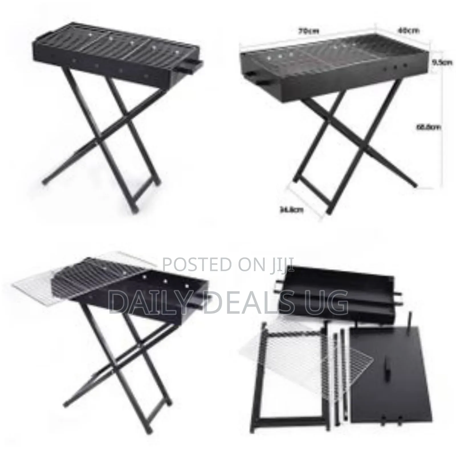 80x30cm Heavy Duty Foldable BBQ Stand With Kabab Smoker Grill Durable