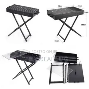 80x30cm Heavy Duty Foldable BBQ Stand With Kabab Smoker Grill Durable