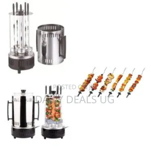Electric Meat Vegetable Barbecue Kebab Machine Maker - 6 Forks, Silver