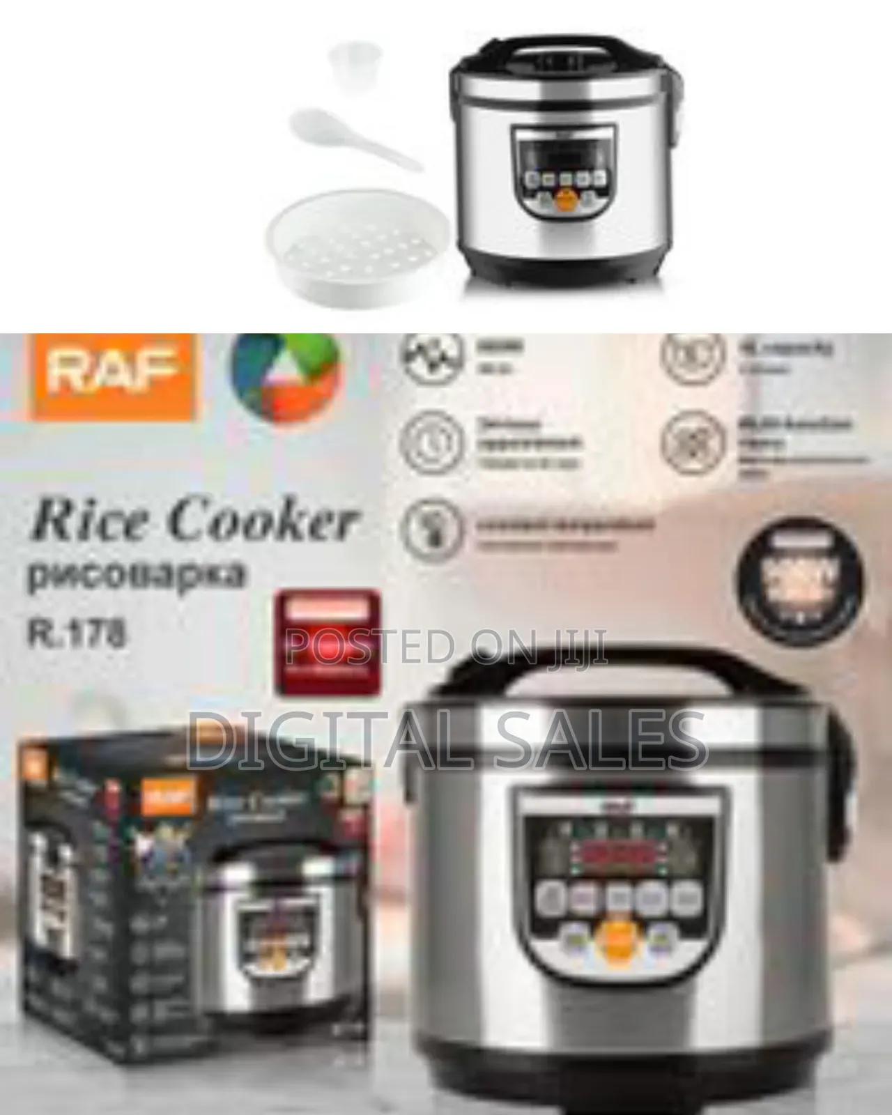 Raf 5l Electric Digital Rice Cooker With Rice Measuring Cup Spoon