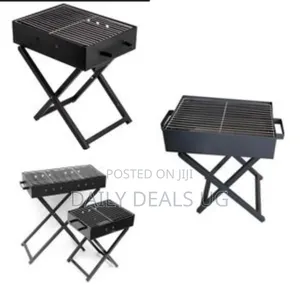 60x30cm Heavy Duty Foldable BBQ Stand With Kabab Smoker Grill Durable