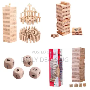 54pcs Wooden Jenga Blocks With 4 PCS Dice