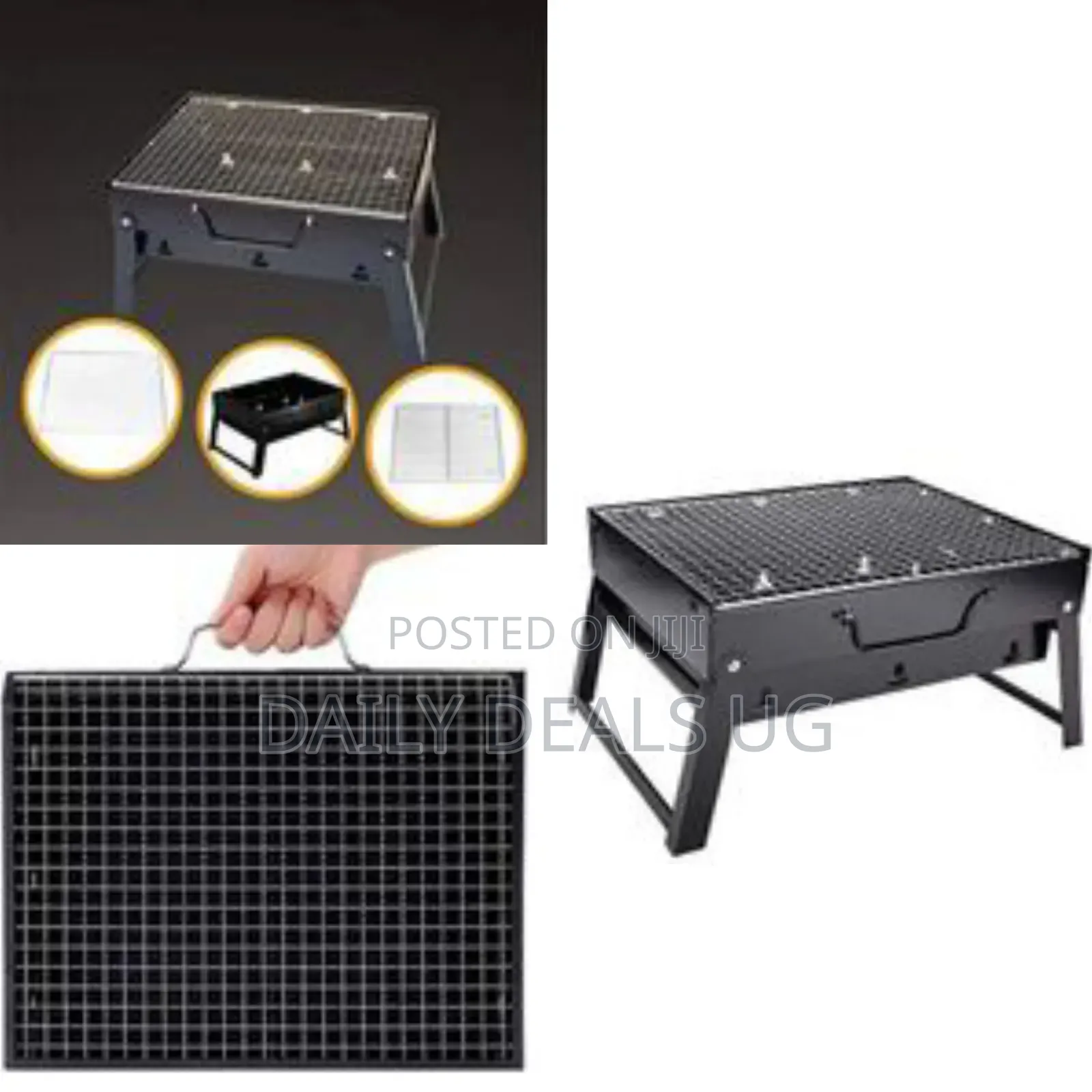 Bbq Portable Foldable Charcoal Barbecue Grill - Black