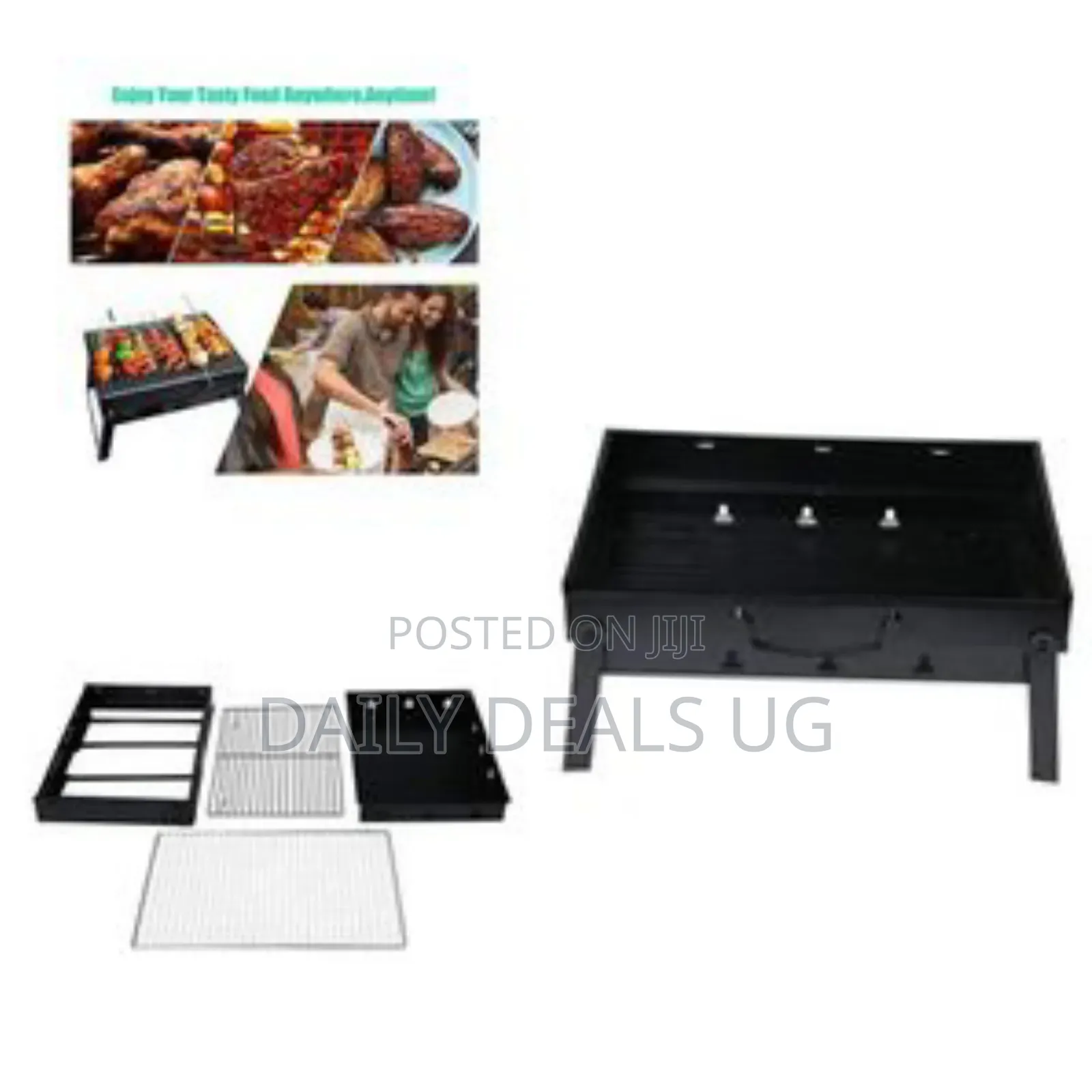 Bbq Portable Foldable Charcoal Barbecue Grill - Black