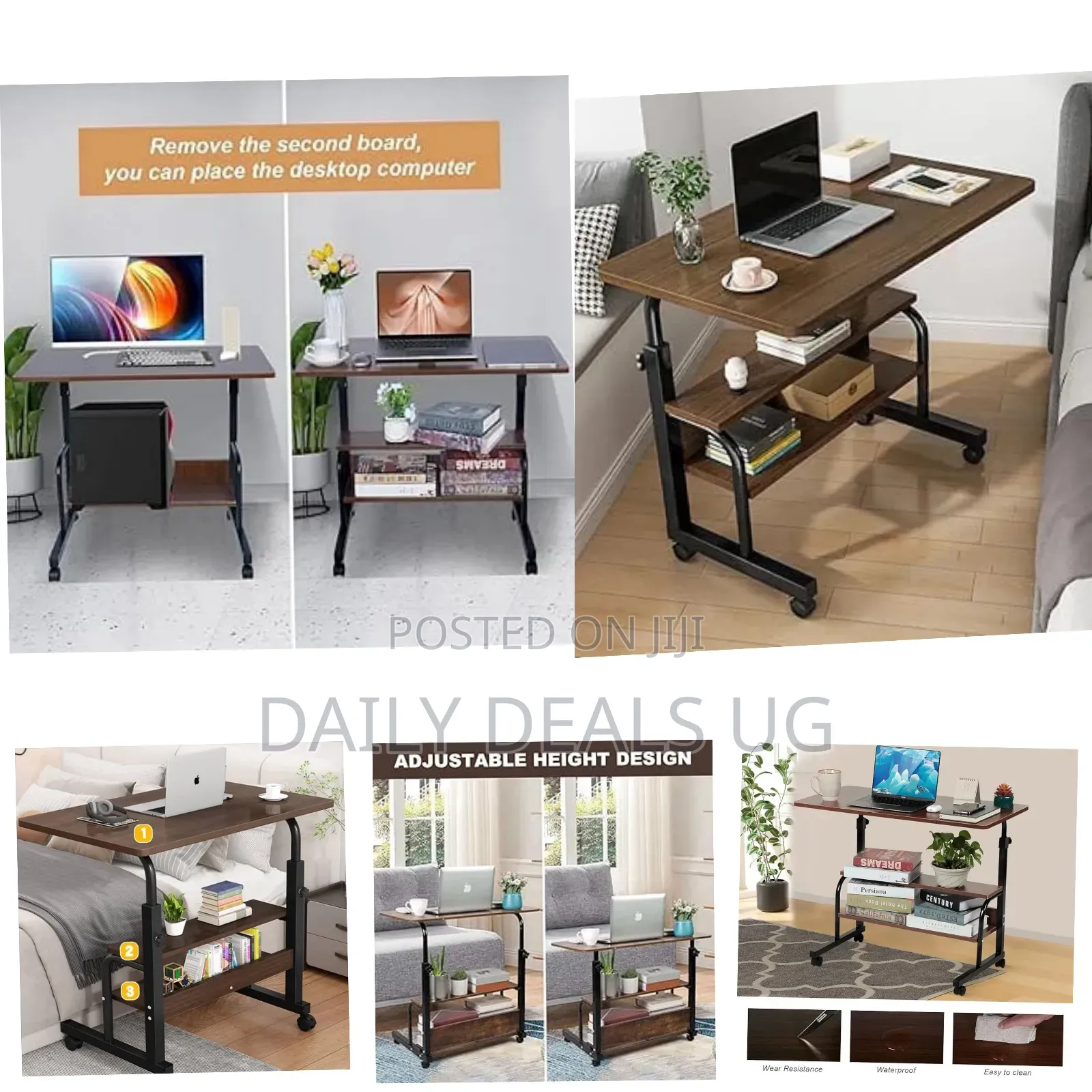 Adjustable Height Computer Desk Bedside Table Portable Mobile Laptop