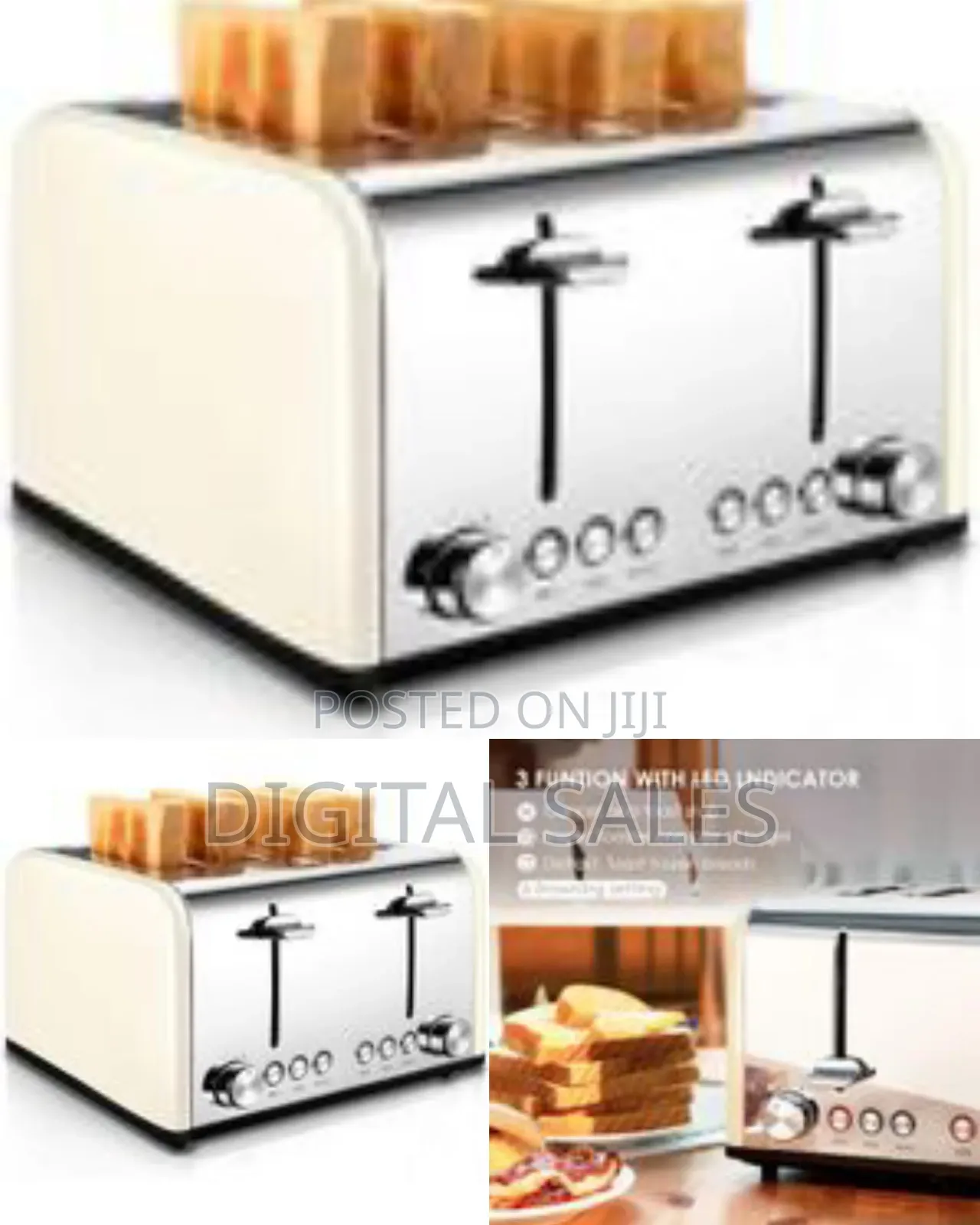 Commercial Toaster Automatic Pop Up 4 Slice Stainless Steel Bread