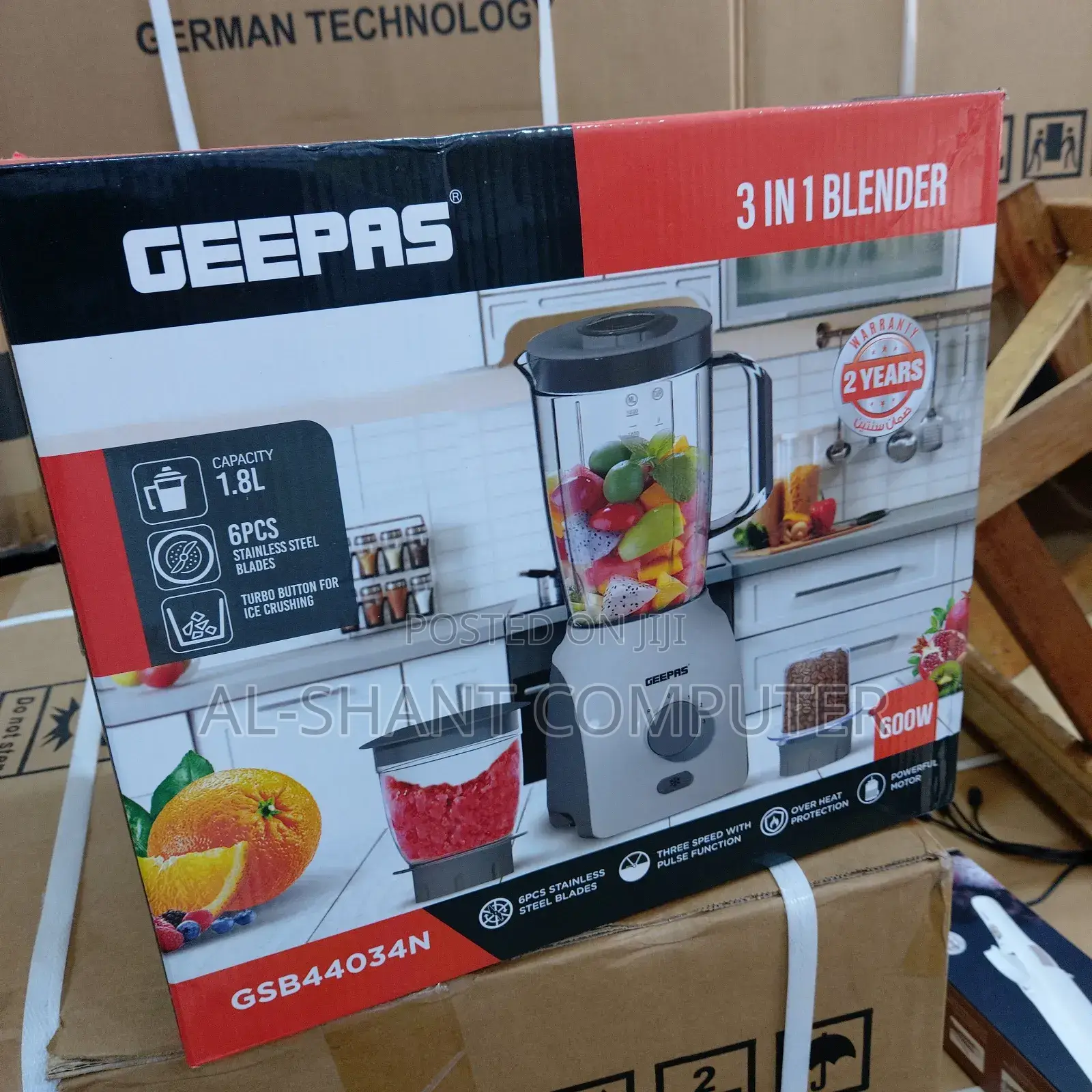 3 in 1 Geepas Electric Blender 600w