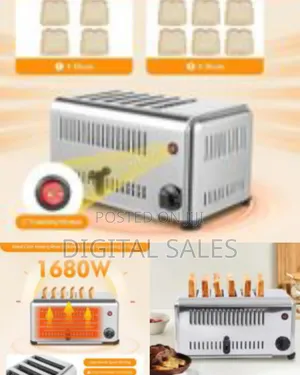 6 Slice Bread Toaster, 1680w 110v Stainless Steel Commercial 1-5