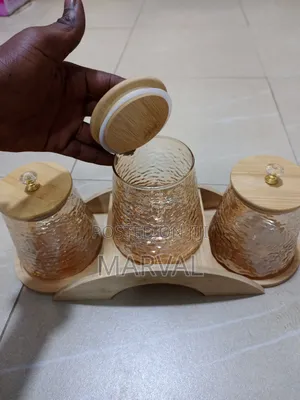 3 Gourd-shaped Borosilicate Glass Storage Jars With Bamboo Lids