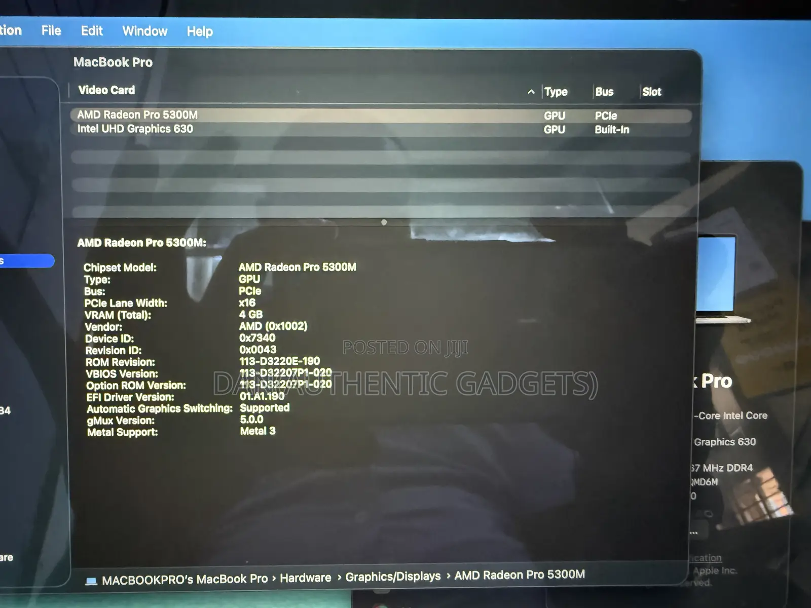 Laptop Apple MacBook Pro 2019 16GB Intel Core I7 SSD 512GB
