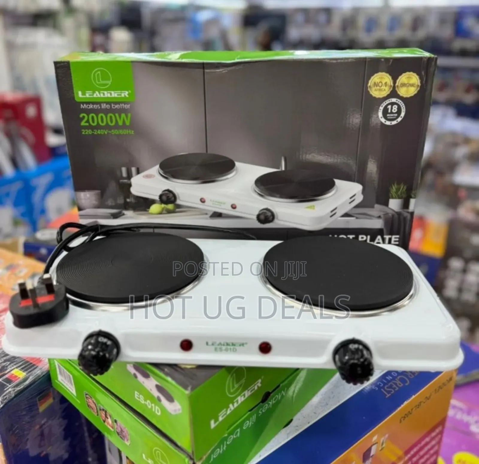 Double Burner Ceramic Electric Stove Hot Plate- Black / White