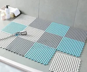 8pcs Interlocking Non Slip Bathroom Floor Tiles Rubber Mat