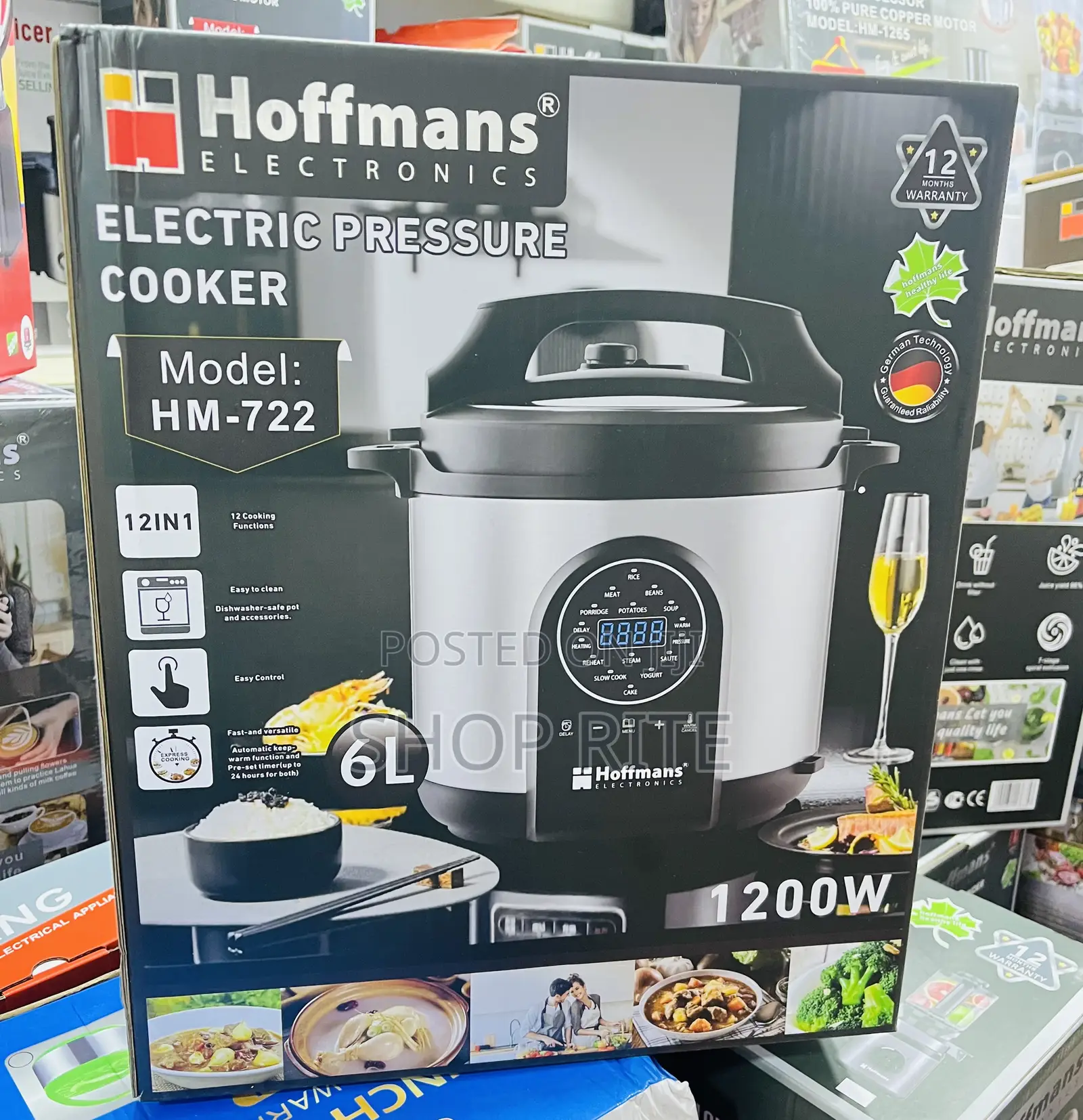 Hoffmans 1200w Electric Pressure Cooker 6l