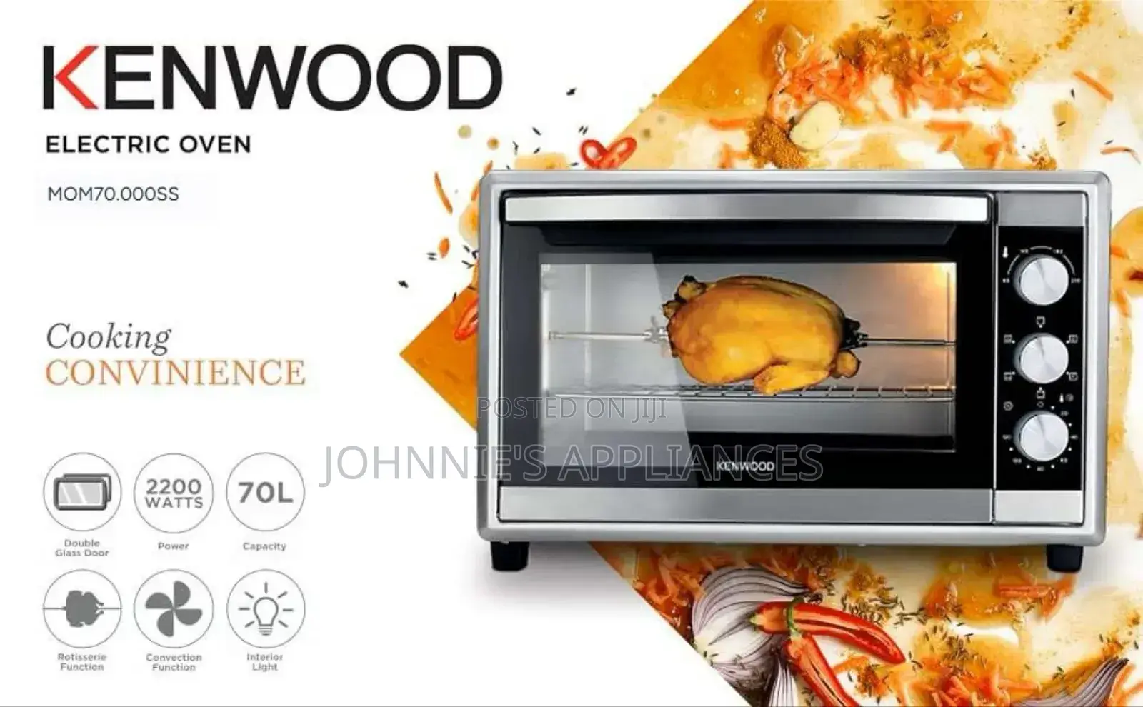 (70l)Kenwood Electric Oven Double Glass Door