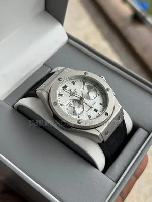 Hublot Men's Black Leather Strapped Analog Wrist Time Piece