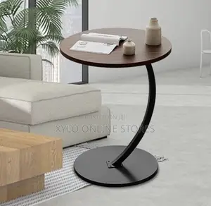 C- Shaped Side Table With a Round Look Top