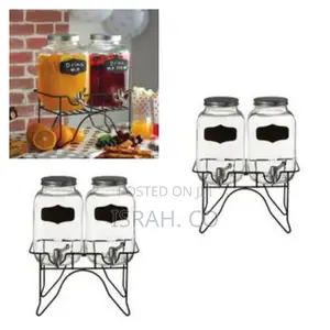 Glass Beverage Drink Twin 2 Dispensers With Stand