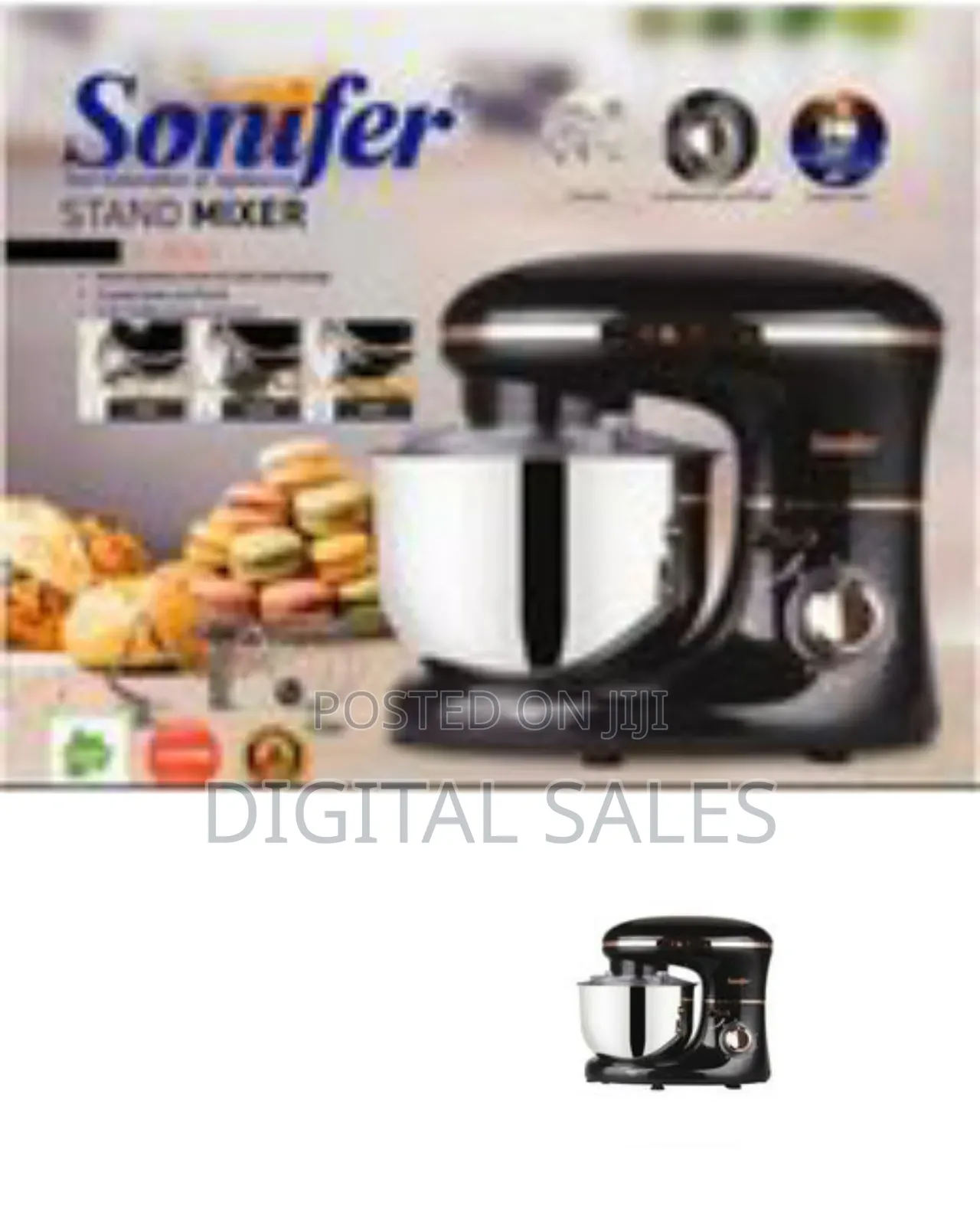 Sonifer 5.5l Blender Dough Hand Stand Mixer Food Processor, Black