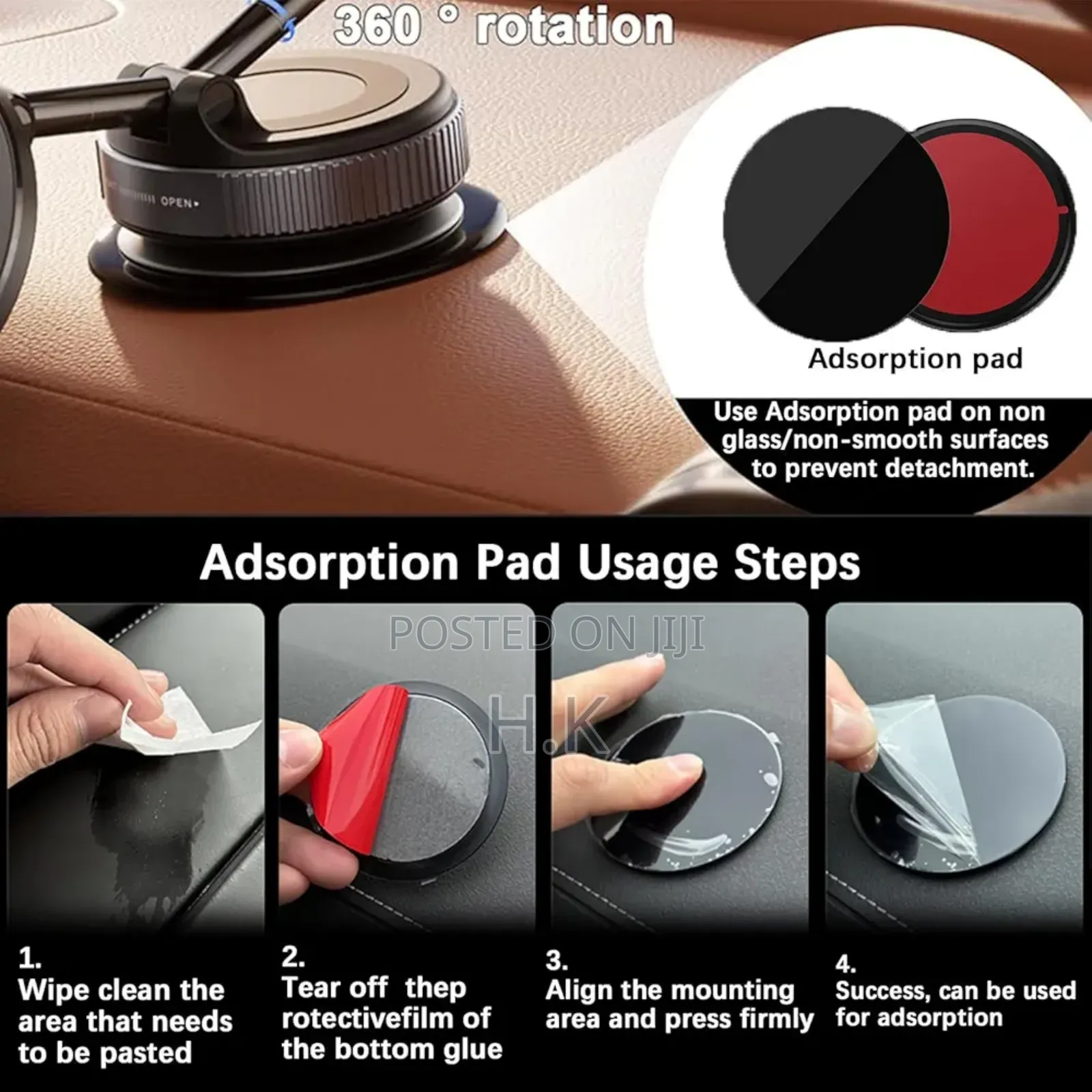 360° Adjustable Suction Cup Phone Mount for Car