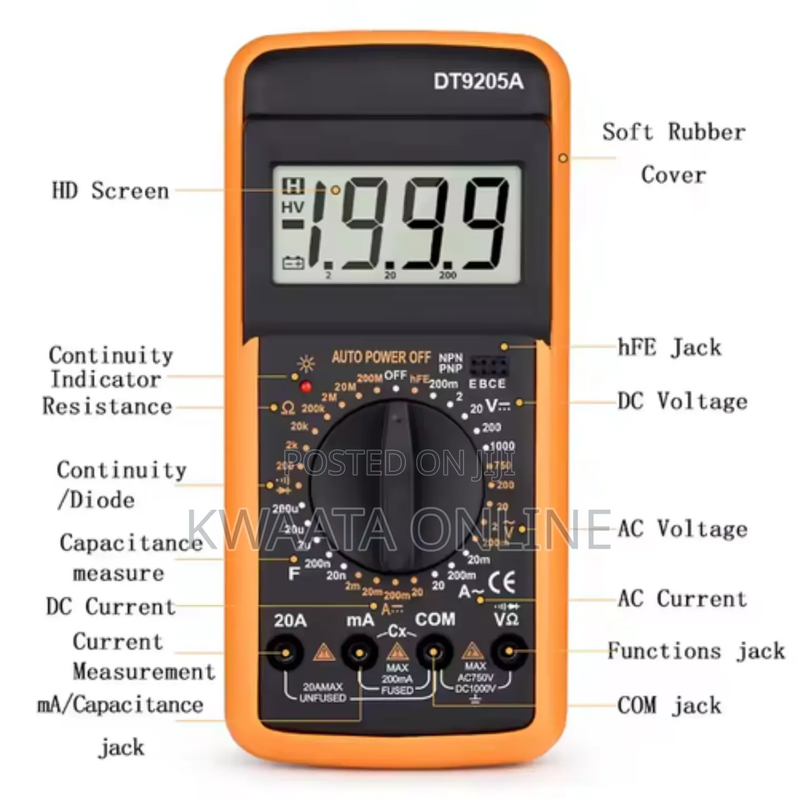 Dt9205a Multimeter-High Accuracy Multi Tester Short Circuit Detection
