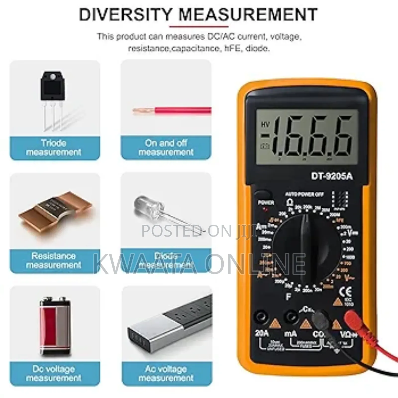 Dt9205a Multimeter-High Accuracy Multi Tester Short Circuit Detection