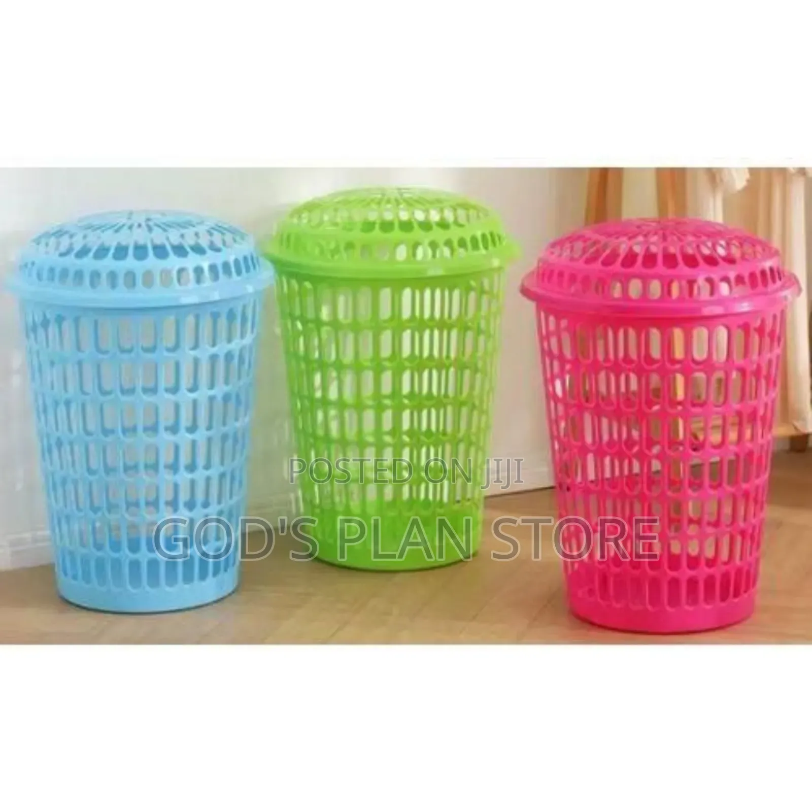 1pc Plastic Loundary Basket Blue/Green/Pink
