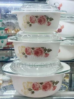 Opal 3 Pieces Floral Glass Serving Dishes -transparent