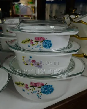 Opal 3 Pieces Floral Glass Serving Dishes -transparent