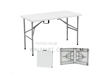 Adjustable Height Foldable Plastic Table With Metal Frame