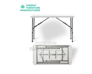 Adjustable Height Foldable Plastic Table With Metal Frame