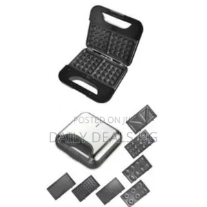 DSP 7 in 1 Waffle Donut Sandwich Maker Removable Plates Donut, Silver