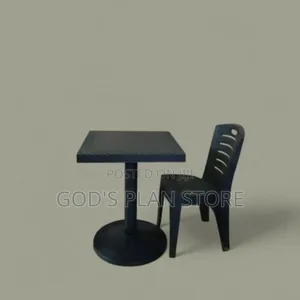 Black Plastic Reading Table and Chair Set
