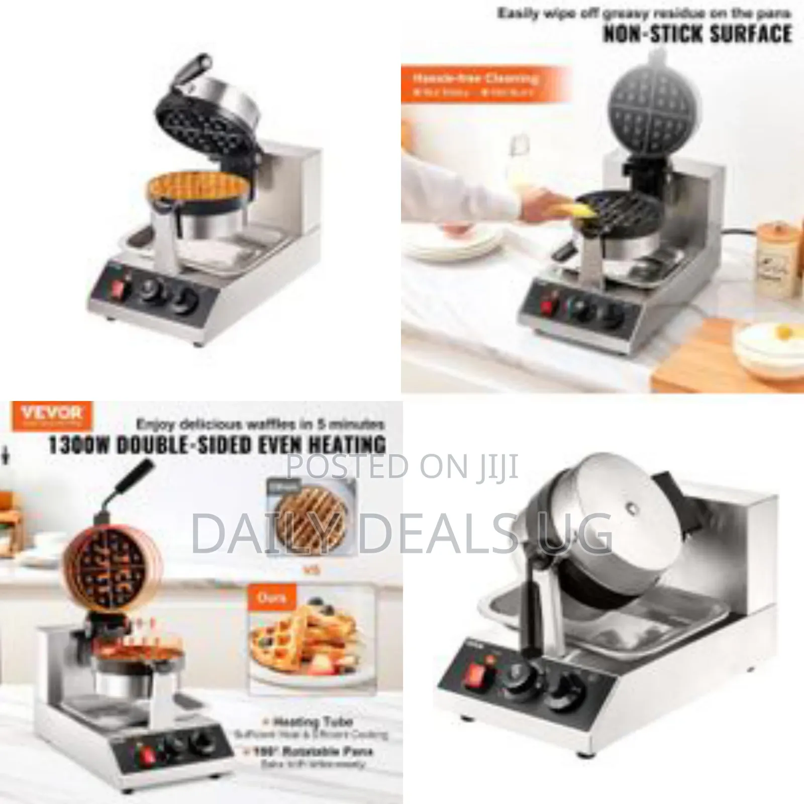 Commercial Waffle Maker, 1 Piece Per Batch, 1300w Round Waffle Iron