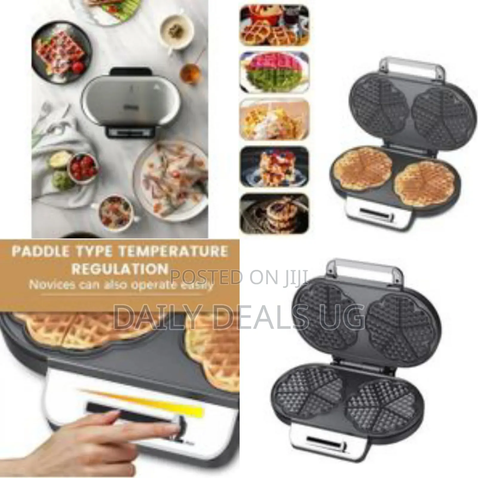 DSP Double Waffle Maker With Mini Heart-Shaped Waffles Grill Thick