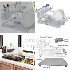 Aluminium Plate Dish Drying -2 Tier Rack With Removable Drainer